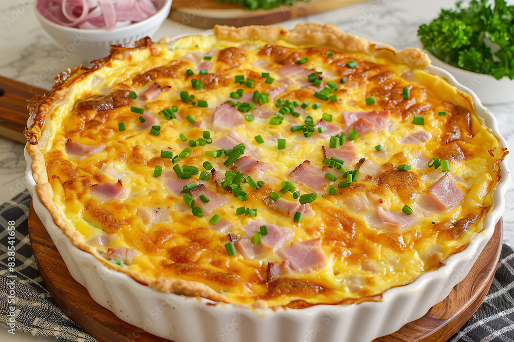 Delicious Ham and Swiss Quiche with Polenta Crust Delicious Ham and Swiss Quiche with Polenta Crust