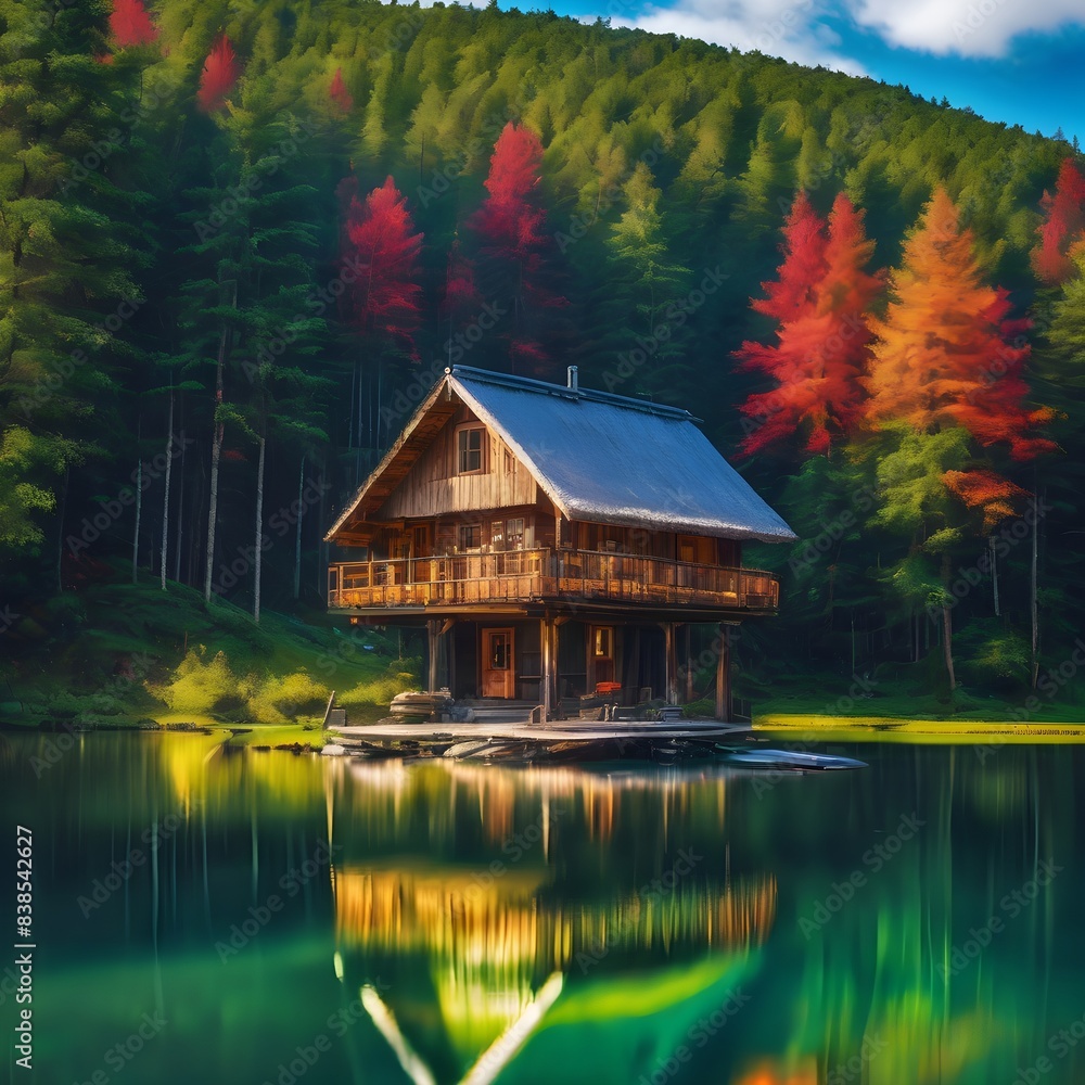 Fototapeta premium house on the lake