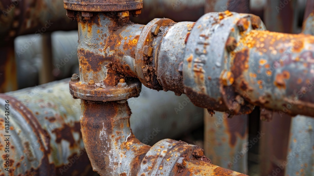 Old Pipes. Aged and Weathered Rusty Iron Pipeline with Grunge Rust Detail Old Pipes. Aged and Weathered Rusty Iron Pipeline with Grunge Rust Detail