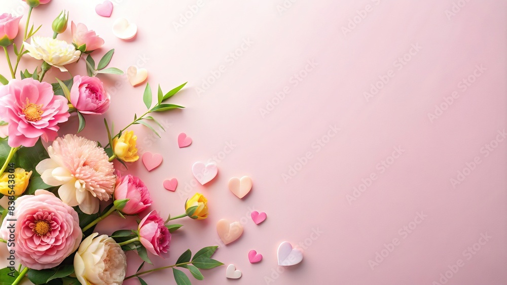 Subtle and mellow Mother's Day themed banner background , Mother's Day, mellow, subtle, background, banner, flowers, pastel, celebration, holiday, love, heart, feminine, elegant, soft