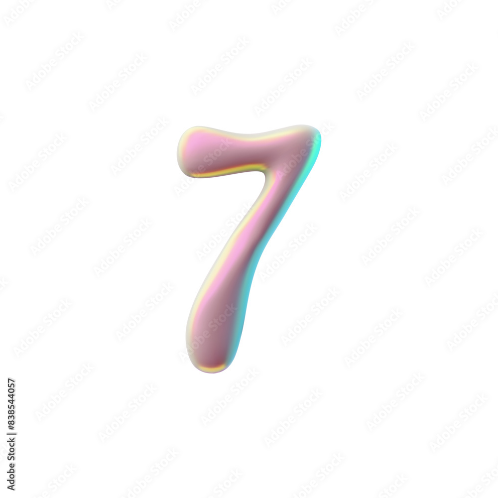 Futuristic number 7 Y2K style 3D icon vector illustration Futuristic number 7 Y2K style 3D icon vector illustration