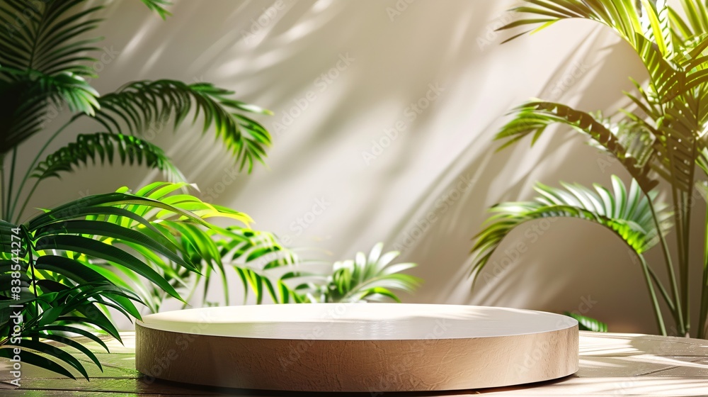 display podium on tropical background display podium on tropical background