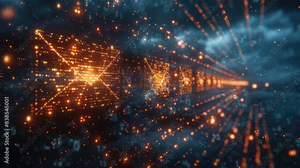 Obraz premium Digital Messages Floating in Cyberspace, Depicting Modern Communication and Data Exchange