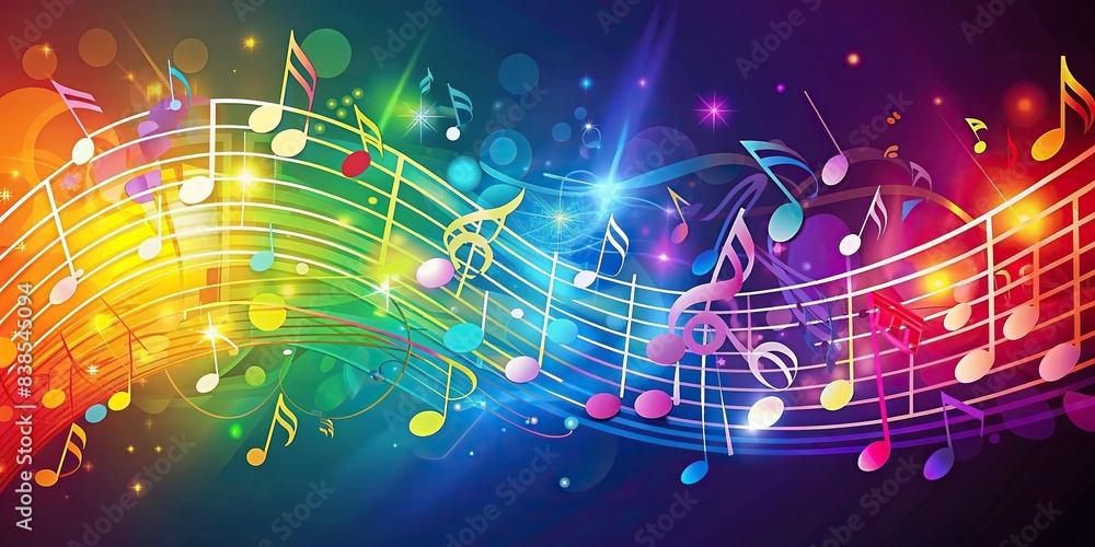 Colorful abstract music background with various musical notes , music ...