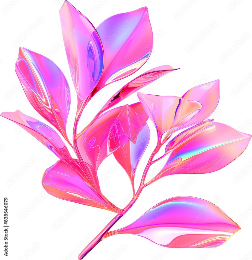 Fototapeta premium Pink and Purple Metallic Glossy Abstract PNG Object Element