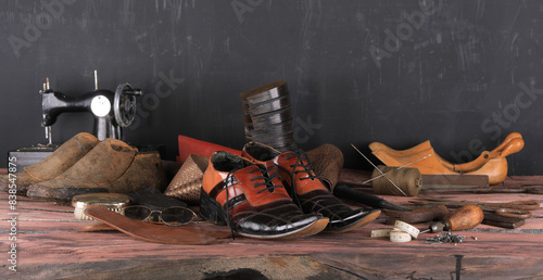 wooden shoemaker table for shoe repair