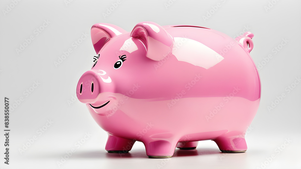 Pink piggy bank on the white background Generative AI Pink piggy bank on the white background Generative AI