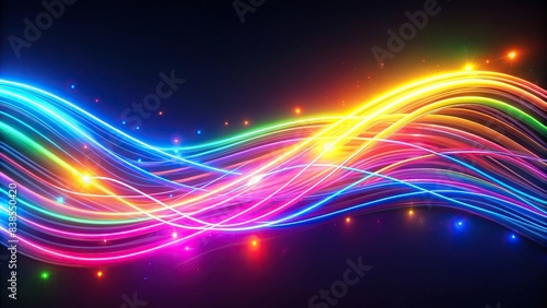 Colorful neon wavy lines glowing in the dark abstract background  rendering  vibrant  colorful  neon  abstract  background  modern  wallpaper  glow  dark  futuristic  technology  shiny  light