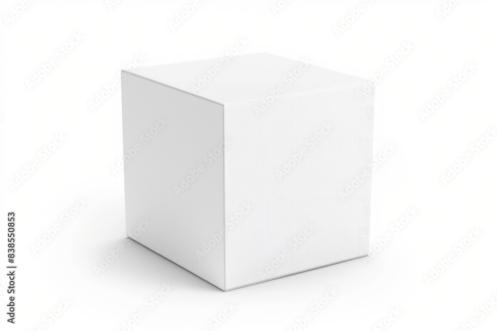 Square Box Template. Blank White Cube Gift Box with Hinged Flap Lid on White Background Square Box Template. Blank White Cube Gift Box with Hinged Flap Lid on White Background