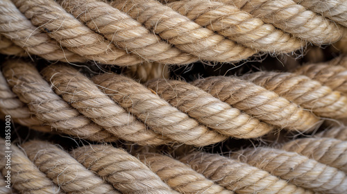Close-Up of Thick Braided Rope with Detailed Texture