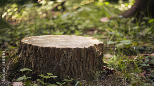 cut tree stump in the forest