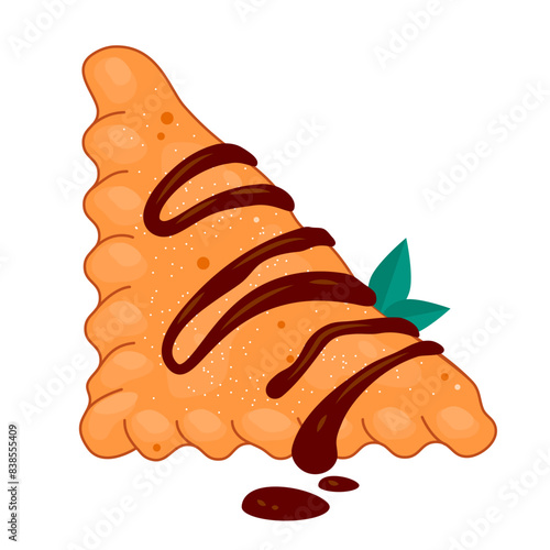 Traditional Classic Turnover. National Apple Turnover Day. Turnover cake vector illustration. Gluten-free food. Bakery product