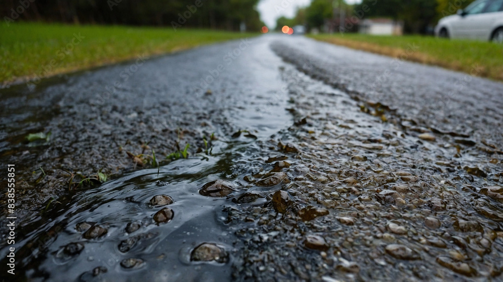 Fototapeta premium storm water, rain water, road