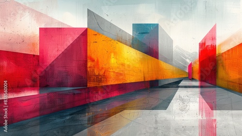 Abstract shapes and lines blend into a visual backdrop
