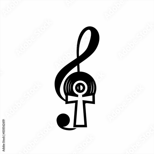 Treble clef logo design with cross.