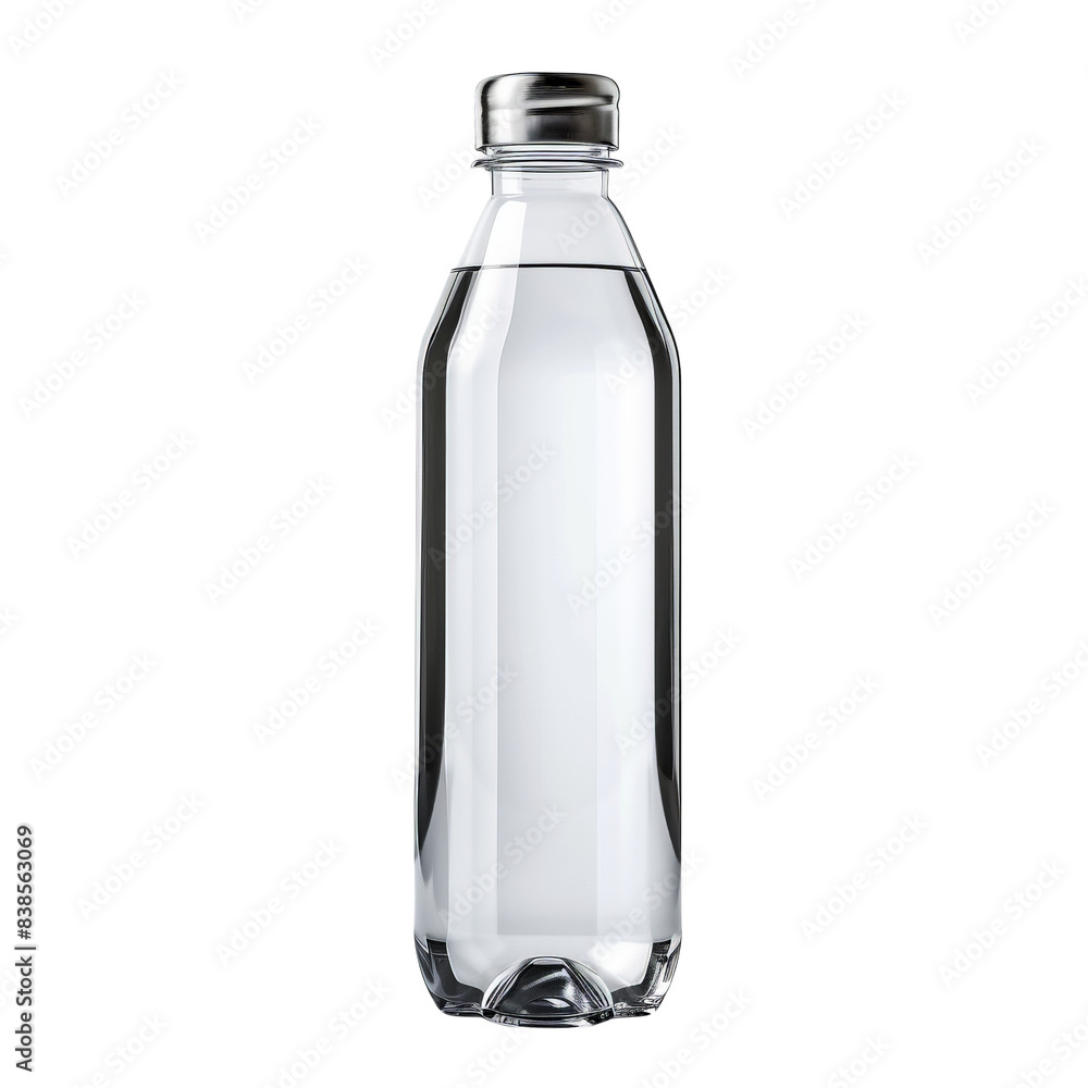 plastic water bottle with screw cap isolated on white background, transparent background plastic water bottle with screw cap isolated on white background, transparent background