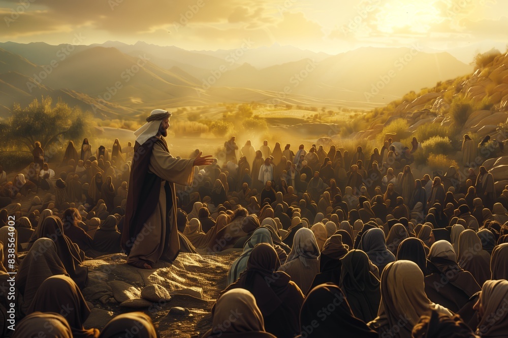 © mattegg - Jesus Preaching to Followers in Desert: Sermon in the Wilderness