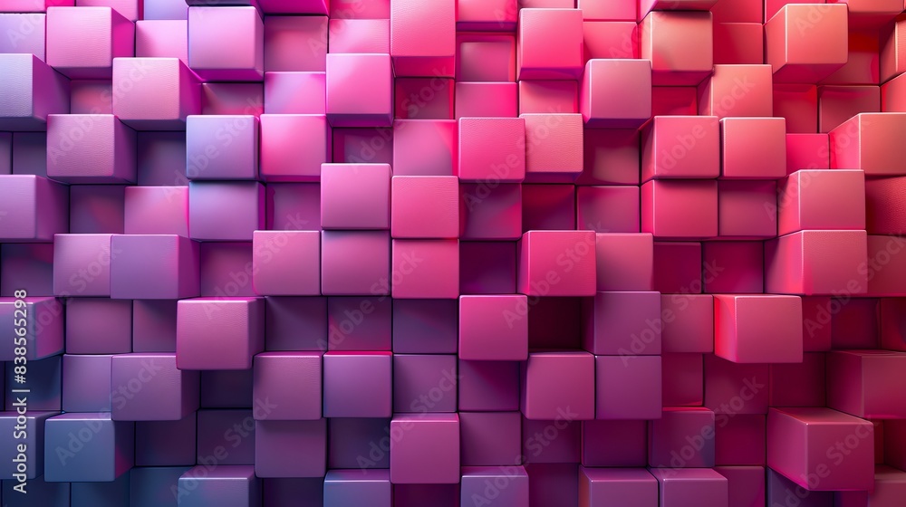 3D illustration featuring a pattern of pink and purple cubes 3D illustration featuring a pattern of pink and purple cubes