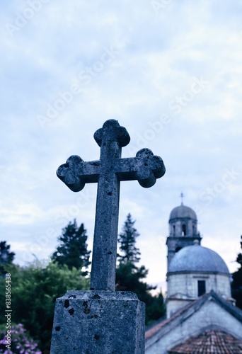 cross on the hill in the evening 