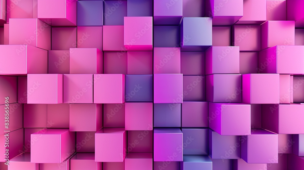 3D illustration featuring a pattern of pink and purple cubes 3D illustration featuring a pattern of pink and purple cubes