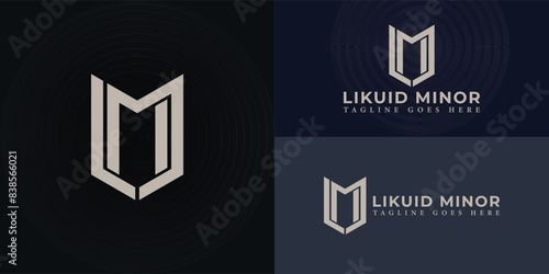 Layered EPS Vector of abstract initial letters LM or ML logo in gold color isolated on multiple background colors. The logo is suitable for home furnishing logo design inspiration templates.