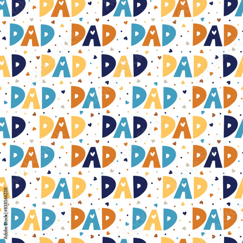Father's Day Quirky Dad Lettering on White Seamless Pattern Design