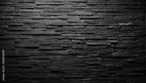 Old brick wall texture background, Dark black brick wall surface abstract pattern.