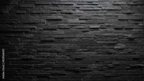Old brick wall texture background, Dark black brick wall surface abstract pattern.
