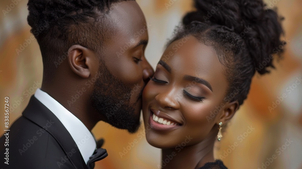 A black man and woman are kissing each other, AI A black man and woman are kissing each other, AI