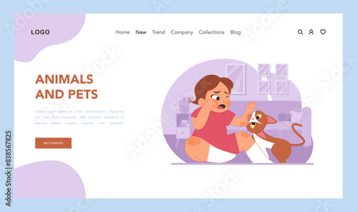 Pet safety caution. Flat vector illustration