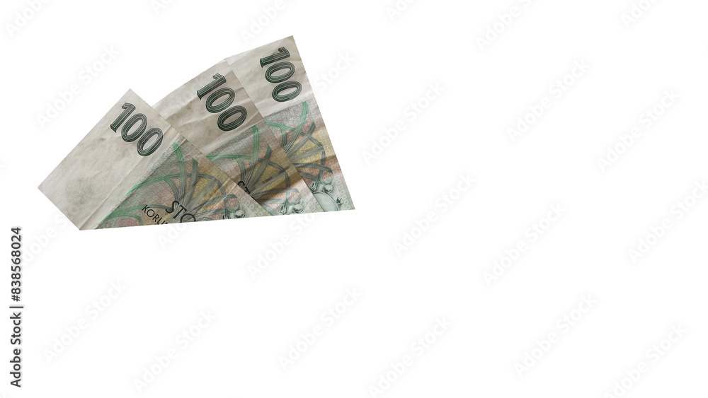 100 czechs koruna banknote isolated on white background. 100 czechs koruna banknote isolated on white background.