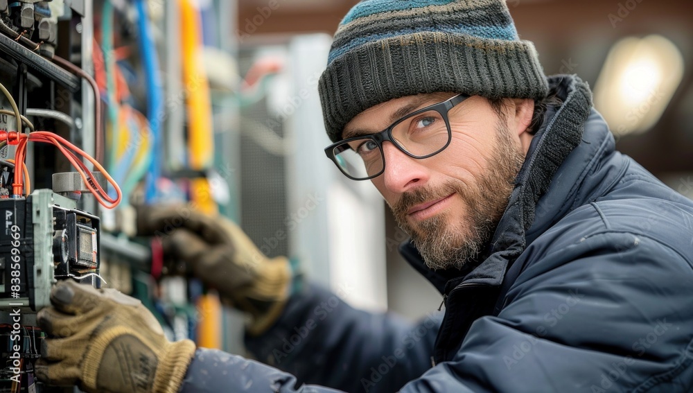 Focus on the technician's confident demeanor as they complete the job, exuding competence and reliability. Focus on the technician's confident demeanor as they complete the job, exuding competence and reliability.