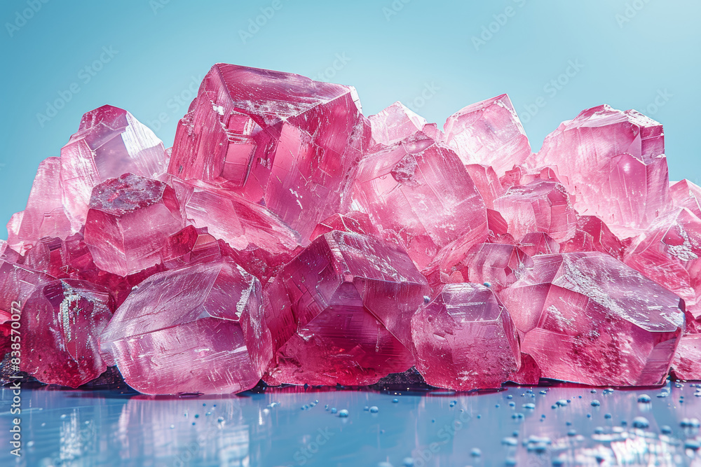 Garnet on a light teal background. Concept of passion and energy. Generative Ai. Garnet on a light teal background. Concept of passion and energy. Generative Ai.