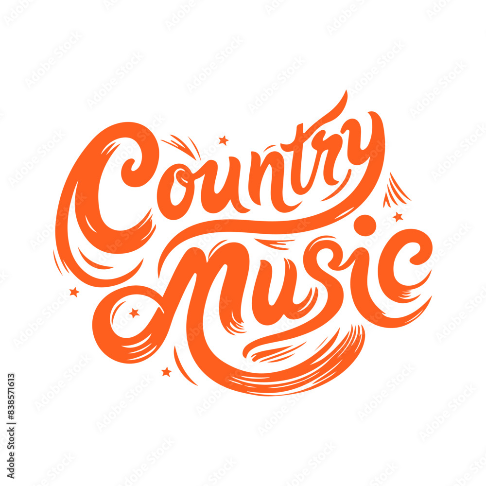 Obraz premium country music typography for print. beautiful inscription on a white background. vector