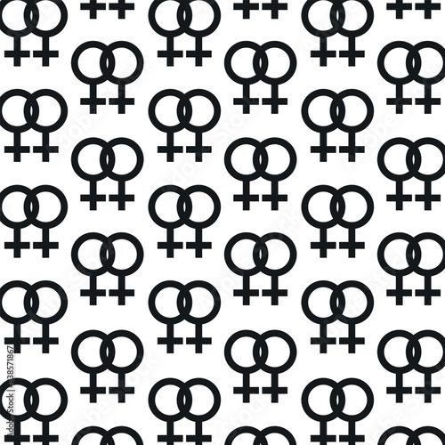 Vector seamless pattern with gender female symbols black icon on a white background. LGBT flag, LGBT Pride Month, LGBT Pride. Female symbols icon logo design