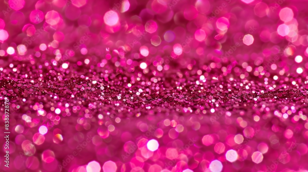 The texture of a vivid pink glitter revealing its unique texture with tiny reflective specks