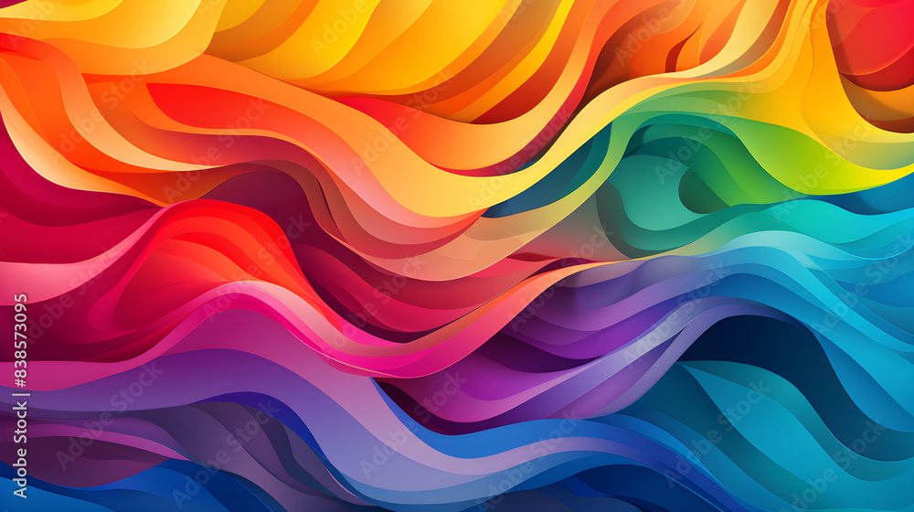 Obraz premium Abstract rainbow pride month background with colorful wavy design for LGBTQIA banner.