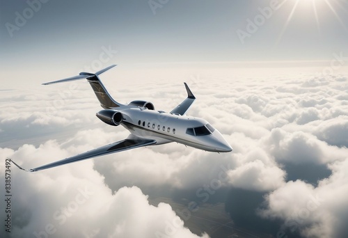 Powerful private executive jet ascending into the clouds, its impressive performance and advanced features showcasing the pinnacle of private aviation
