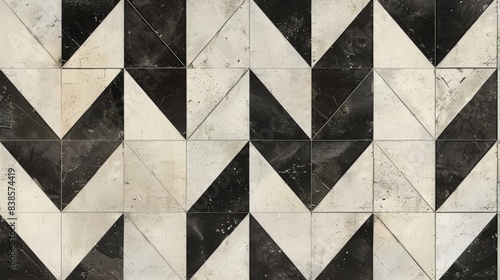 Herringbone Checkerboard A classic herringbone pattern in shades of black and white with alternating tiles forming a checkerboard design for a timeless and classy look