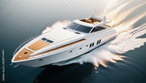 luxury speed boat vehicle yacht white, isolated white background   © abu