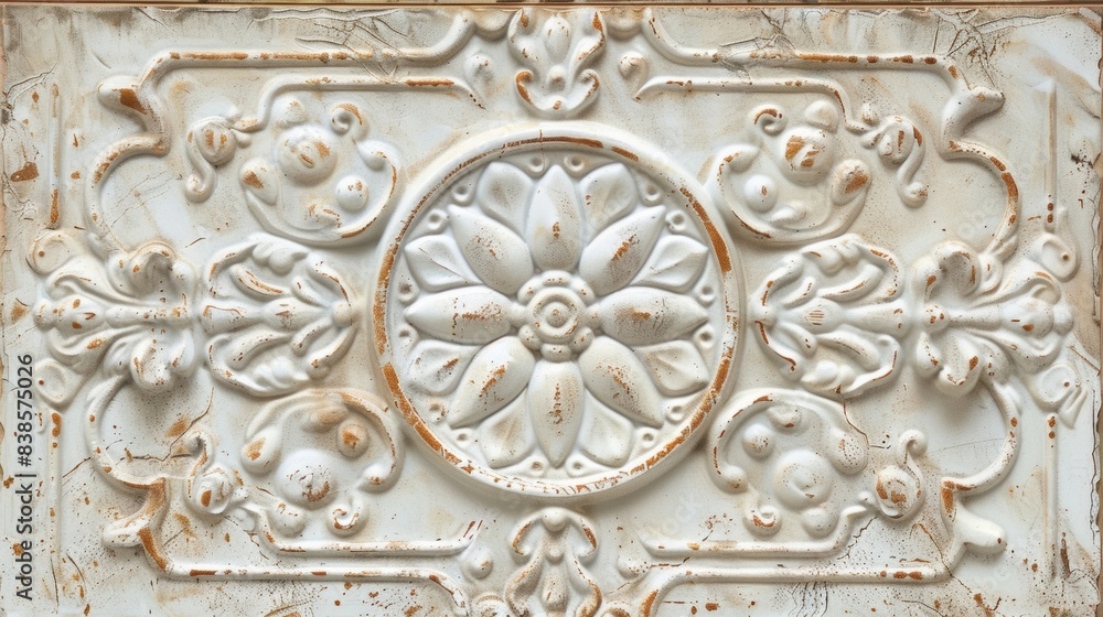 Vintage Appeal With a distressed finish and raised embossed details this ceiling tile exudes a vintage charm that is both timeless and ontrend