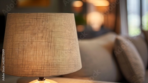 Subtle creases and wrinkles give this fabric lampshade a relaxed livedin look perfect for a comfortable and inviting atmosphere photo