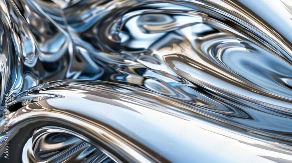 The metallic sheen of polished chrome is accentuated by subtly curved lines and highlights in this up close photo The metallic sheen of polished chrome is accentuated by subtly curved lines and highlights in this up close photo