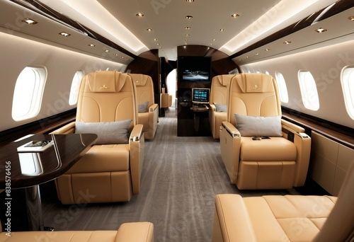 view from inside the private jet with luxury furnishings  © abu
