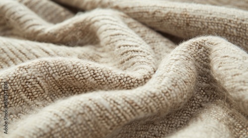 The neutral beige coloring of the brushed wool resembles sand dunes with gentle striations and a velvety feel photo