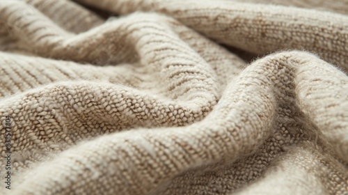 The neutral beige coloring of the brushed wool resembles sand dunes with gentle striations and a velvety feel