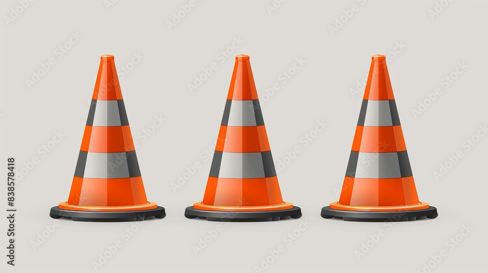 Outline illustration of road traffic cone icon vector symbol Outline illustration of road traffic cone icon vector symbol