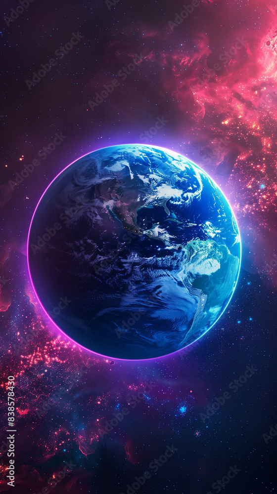Obraz premium Earth in the purple space