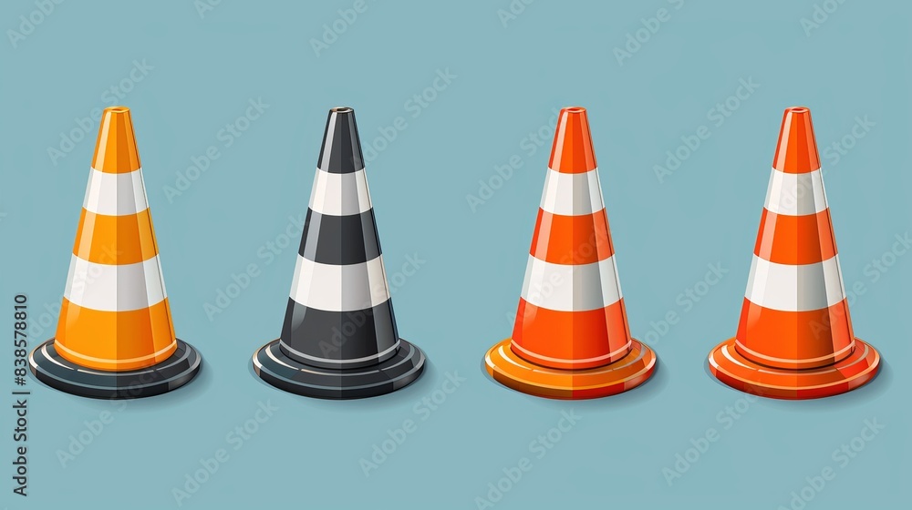 Outline illustration of road traffic cone icon vector symbol Outline illustration of road traffic cone icon vector symbol