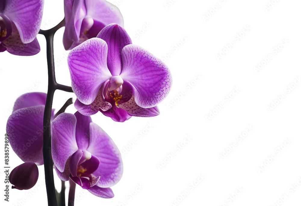 Fototapeta premium Tropical beautiful purple orchid flowers isolated on transparent background